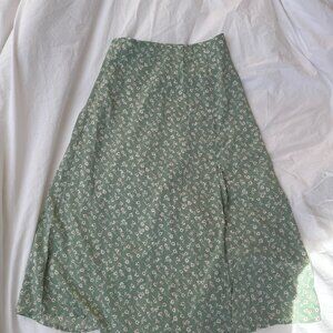 green midi skirt with slit